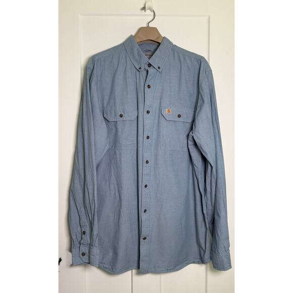 Carhartt Chambray Relaxed Fit Midweight Long Sleeve Shirt Size 2XL TALL - Picture 1 of 10